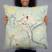 Person holding 22x22 Custom Franklin Pennsylvania Map Throw Pillow in Woodblock