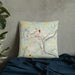 Custom Franklin Pennsylvania Map Throw Pillow in Woodblock on Bedding Against Wall