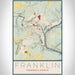 Franklin Pennsylvania Map Print Portrait Orientation in Woodblock Style With Shaded Background