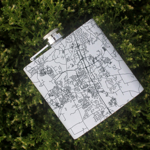 Franklin Tennessee Custom Engraved City Map Inscription Coordinates on 6oz Stainless Steel Flask in White