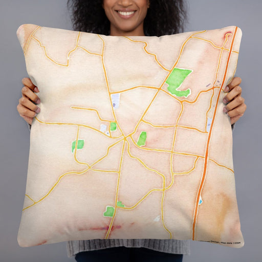 Person holding 22x22 Custom Franklin Tennessee Map Throw Pillow in Watercolor