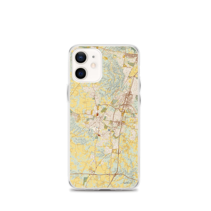 Custom Franklin Tennessee Map iPhone 12 mini Phone Case in Woodblock