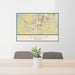 24x36 Franklin Tennessee Map Print Landscape Orientation in Woodblock Style Behind 2 Chairs Table and Potted Plant