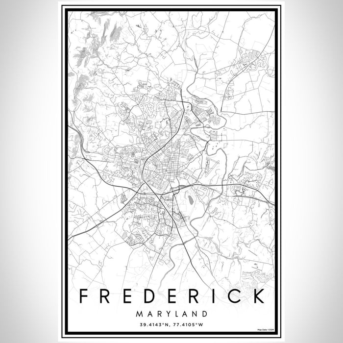 Frederick Maryland Map Print Portrait Orientation in Classic Style With Shaded Background