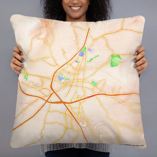Person holding 22x22 Custom Frederick Maryland Map Throw Pillow in Watercolor