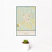 12x18 Fredericksburg Texas Map Print Portrait Orientation in Woodblock Style With Small Cactus Plant in White Planter