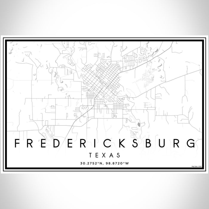 Fredericksburg Texas Map Print Landscape Orientation in Classic Style With Shaded Background