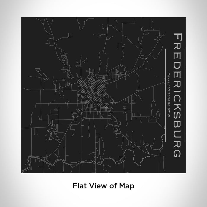 Rendered View of Fredericksburg Texas Map Engraving on 17oz Stainless Steel Insulated Tumbler in Black