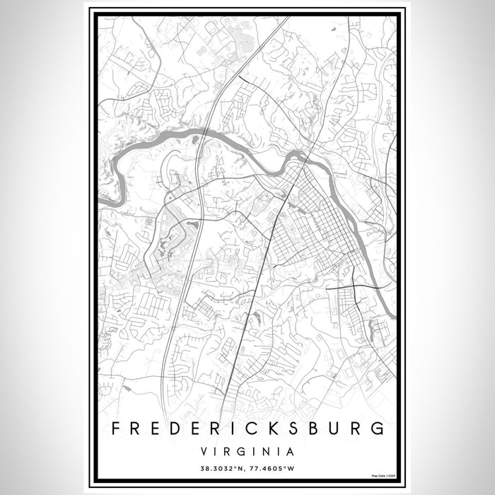 Fredericksburg Virginia Map Print Portrait Orientation in Classic Style With Shaded Background