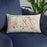 Custom Fredericksburg Virginia Map Throw Pillow in Woodblock on Blue Colored Chair