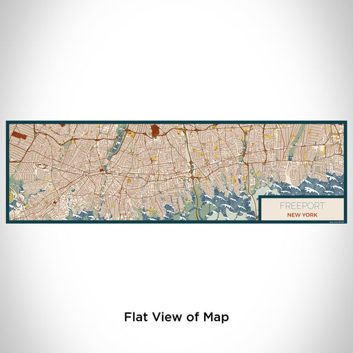 Flat View of Map Custom Freeport New York Map Enamel Mug in Woodblock