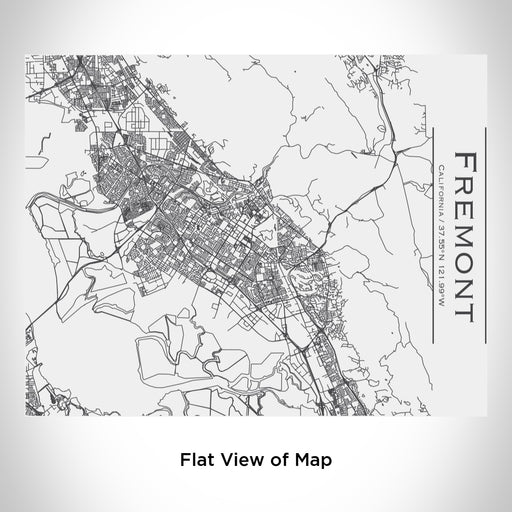 Rendered View of Fremont California Map Engraving on 20oz Stainless Steel Insulated Bottle with Bamboo Top in White