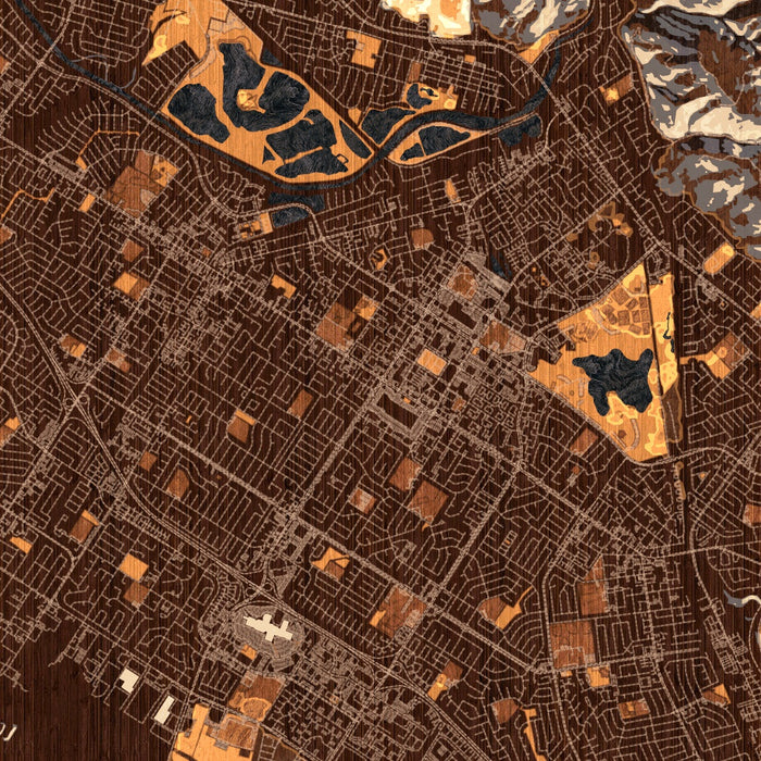Fremont California Map Print in Ember Style Zoomed In Close Up Showing Details