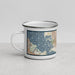 Left View Custom Fremont California Map Enamel Mug in Woodblock