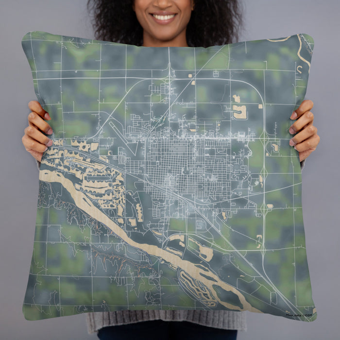 Person holding 22x22 Custom Fremont Nebraska Map Throw Pillow in Afternoon