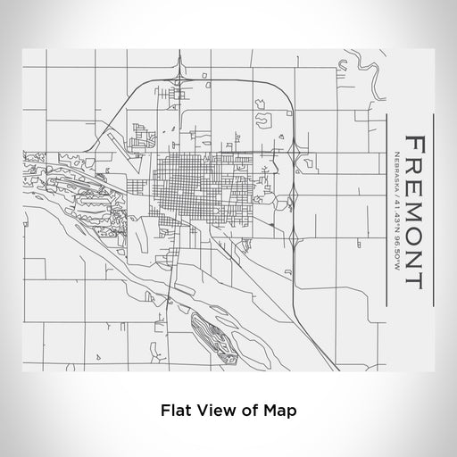 Rendered View of Fremont Nebraska Map Engraving on 20oz Stainless Steel Insulated Bottle with Bamboo Top in White