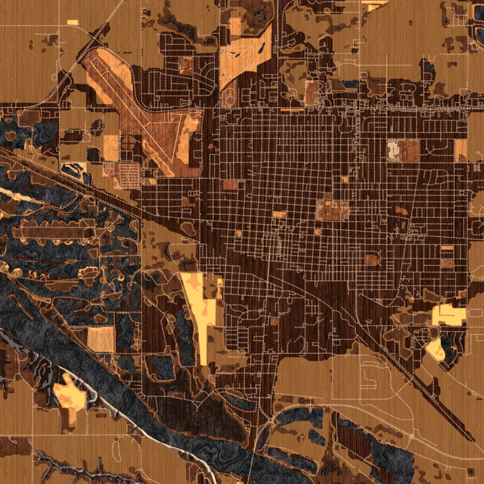 Fremont Nebraska Map Print in Ember Style Zoomed In Close Up Showing Details