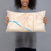Person holding 20x12 Custom Fremont Nebraska Map Throw Pillow in Watercolor