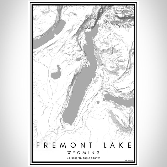 Fremont Lake Wyoming Map Print Portrait Orientation in Classic Style With Shaded Background