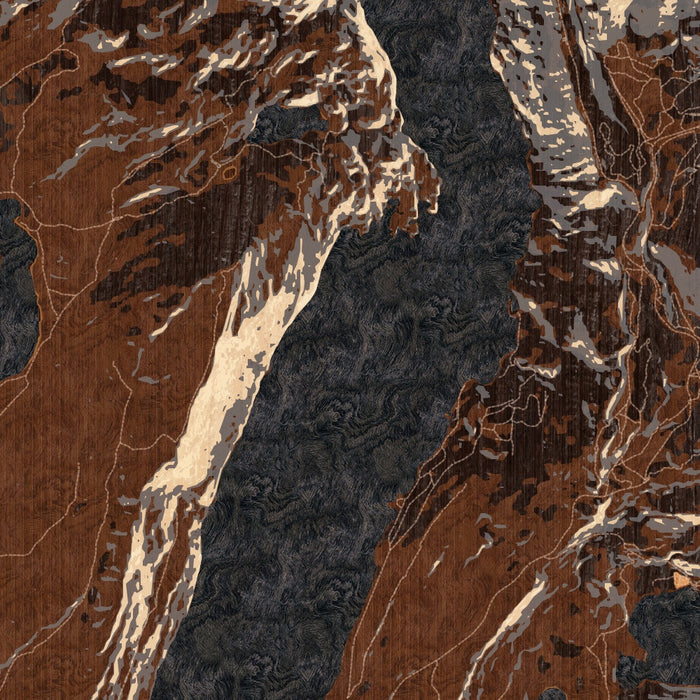 Fremont Lake Wyoming Map Print in Ember Style Zoomed In Close Up Showing Details