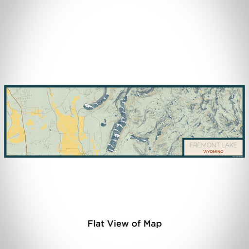 Flat View of Map Custom Fremont Lake Wyoming Map Enamel Mug in Woodblock