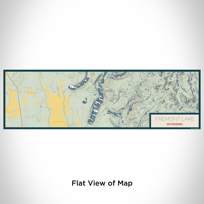 Flat View of Map Custom Fremont Lake Wyoming Map Enamel Mug in Woodblock