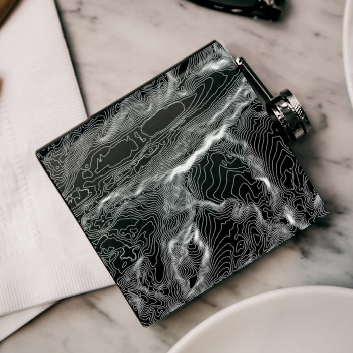 Fremont Peak Wyoming Custom Engraved City Map Inscription Coordinates on 6oz Stainless Steel Flask in Black