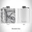 Rendered View of Fremont Peak Wyoming Map Engraving on 6oz Stainless Steel Flask in White