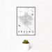 12x18 Fresno California Map Print Portrait Orientation in Classic Style With Small Cactus Plant in White Planter