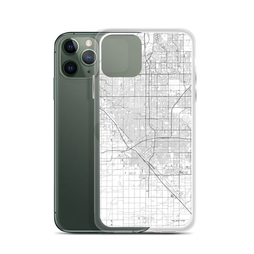 Custom Fresno California Map Phone Case in Classic on Table with Laptop and Plant