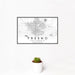 12x18 Fresno California Map Print Landscape Orientation in Classic Style With Small Cactus Plant in White Planter