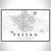 Fresno California Map Print Landscape Orientation in Classic Style With Shaded Background