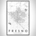 Fresno California Map Print Portrait Orientation in Classic Style With Shaded Background