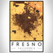 Fresno California Map Print Portrait Orientation in Ember Style With Shaded Background