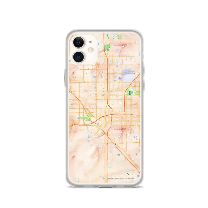 Custom Fresno California Map Phone Case in Watercolor