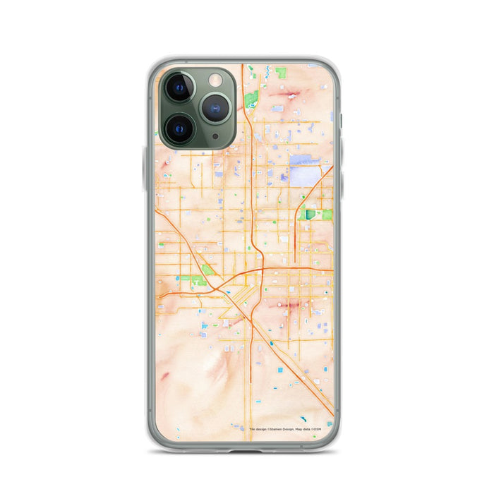 Custom Fresno California Map Phone Case in Watercolor
