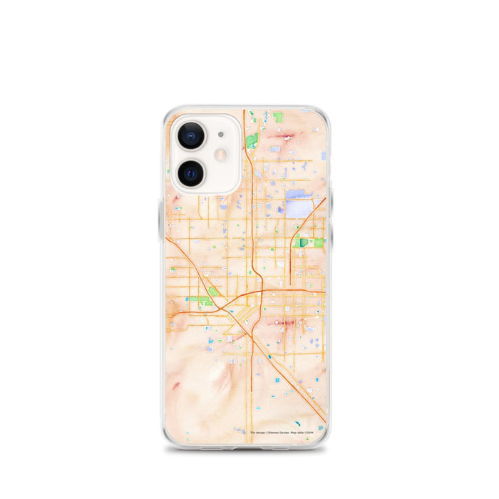 Custom Fresno California Map iPhone 12 mini Phone Case in Watercolor