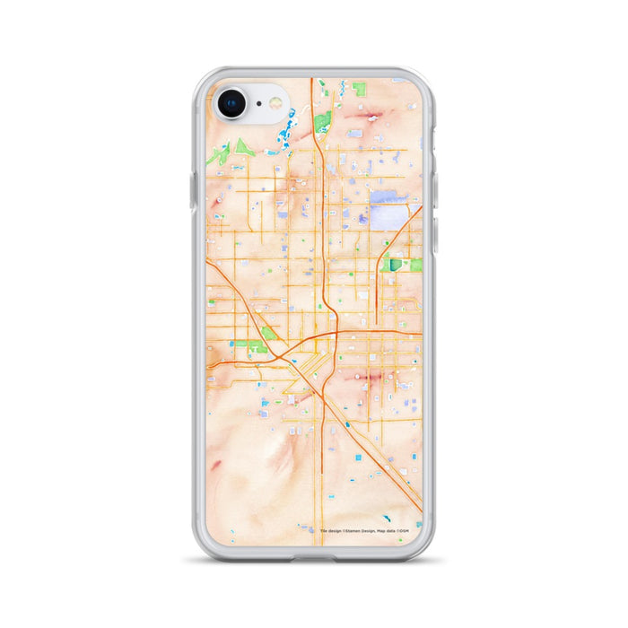Custom Fresno California Map iPhone SE Phone Case in Watercolor