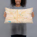 Person holding 20x12 Custom Fresno California Map Throw Pillow in Watercolor