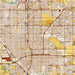 Fresno California Map Print in Woodblock Style Zoomed In Close Up Showing Details