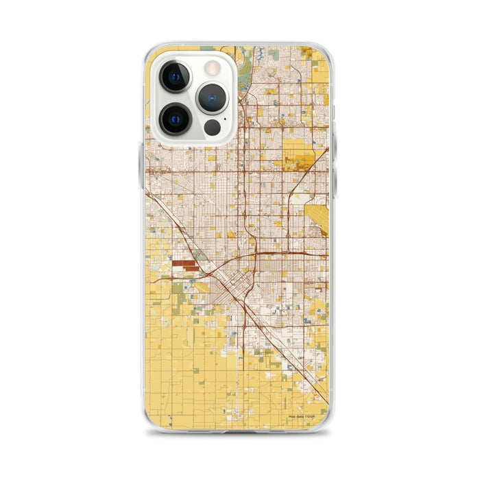 Custom Fresno California Map iPhone 12 Pro Max Phone Case in Woodblock