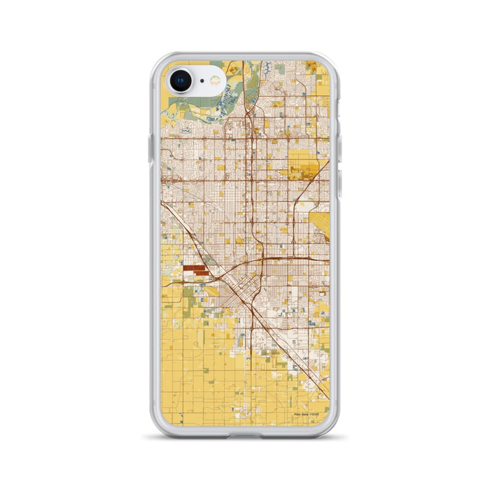 Custom Fresno California Map iPhone SE Phone Case in Woodblock