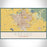 Fresno California Map Print Landscape Orientation in Woodblock Style With Shaded Background