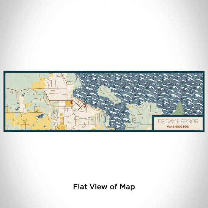 Flat View of Map Custom Friday Harbor Washington Map Enamel Mug in Woodblock