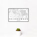 12x18 Friendswood Texas Map Print Landscape Orientation in Classic Style With Small Cactus Plant in White Planter