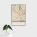 16x24 Friendswood Texas Map Print Portrait Orientation in Woodblock Style With Tropical Plant Leaves in Water