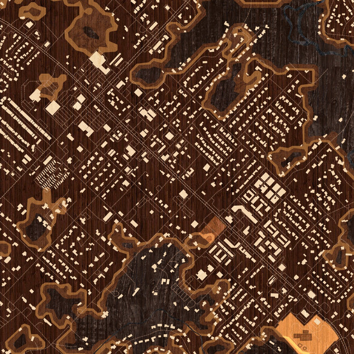Friendswood Texas Map Print in Ember Style Zoomed In Close Up Showing Details