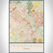 Friendswood Texas Map Print Portrait Orientation in Woodblock Style With Shaded Background