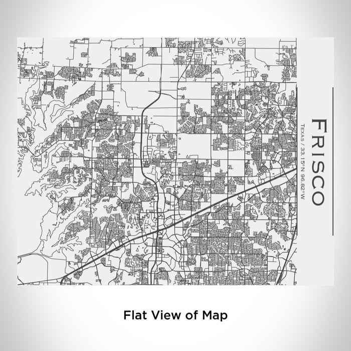 Rendered View of Frisco Texas Map Engraving on 20oz Stainless Steel Insulated Bottle with Bamboo Top in White