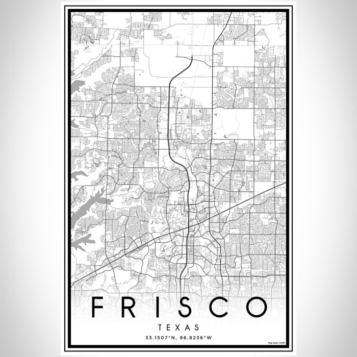 Frisco Texas Map Print Portrait Orientation in Classic Style With Shaded Background